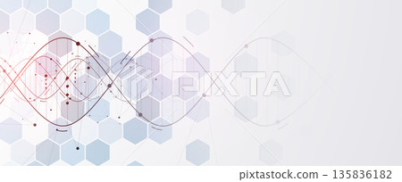 Futuristic molecule helix spiral, DNA strands, connected neural web Futuristic molecule helix spiral, DNA strands, connected neural web 135836182