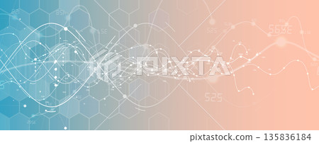 Futuristic molecule helix spiral, DNA strands, connected neural web 135836184