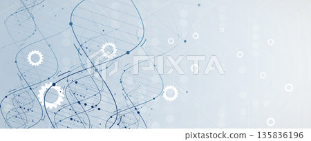 Futuristic molecule helix spiral, DNA strands, connected neural web Futuristic molecule helix spiral, DNA strands, connected neural web 135836196