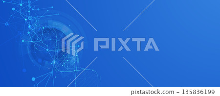 Futuristic molecule helix spiral, DNA strands, connected neural web Futuristic molecule helix spiral, DNA strands, connected neural web 135836199