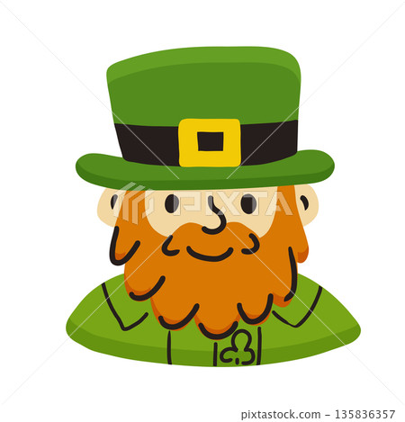 Vector illustration of st patricks day leprechaun portrait. Vector illustration of st patricks day leprechaun portrait. 135836357