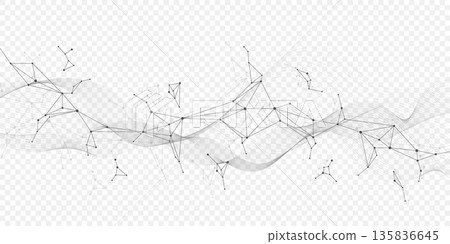 Abstract vector network connection background. Digital technology dots and lines connection concept for science, data, ai, futuristic background. Molecular plexus design. 135836645