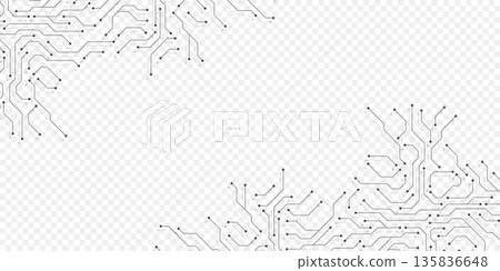 Circuit board digital abstract background. Motherboard technology texture design. AI semiconductor and computer processor on tech bg. Vector illustration Circuit board digital abstract background. Motherboard technology texture design. AI semiconductor and computer processor on tech bg. Vector illustration 135836648