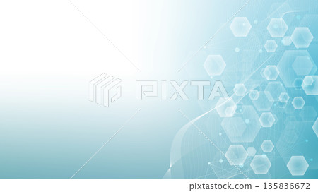 Health care or medical abstract background with hexagons, lines and dots. Scientific innovation banner template concept. Biology and pharmaceutical technology background. Vector illustration. 135836672