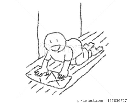 Illustration of a person mopping the hallway 135836727