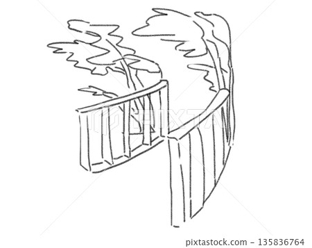 Illustration of trees that are about to fall due to strong winds Illustration of trees that are about to fall due to strong winds 135836764