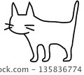 Transparent line drawing of a cat facing forward 135836774
