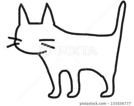 Full-body illustration of a white cat facing forward 135836777