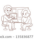 A doctor examining a senior woman (line drawing) 135836877