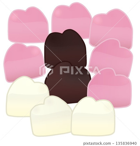 Heart-shaped chocolate illustration 135836940