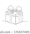 Illustration of a Gift Drawn with One Continuous Line 135837409