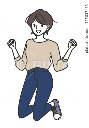 A woman glad to jump A woman glad to jump 135837413