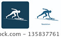 Skeleton athlete sprinting with a sled. 135837761