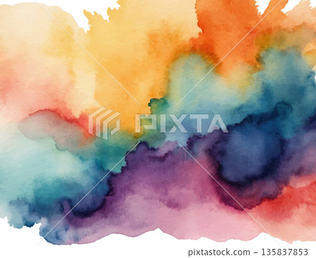 hand drawn abstract blurred colorful watercolor stain on transparent background hand drawn abstract blurred colorful watercolor stain on transparent background 135837853