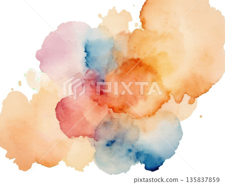hand drawn abstract blurred colorful watercolor stain on transparent background 135837859