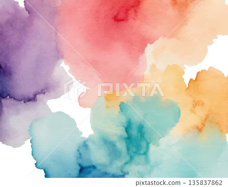 hand drawn abstract blurred colorful watercolor stain on transparent background hand drawn abstract blurred colorful watercolor stain on transparent background 135837862
