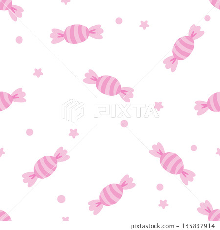 Pink Candy Seamless Pattern, Cute Sweet Food Vector Background for Kids and Fabric Design Pink Candy Seamless Pattern, Cute Sweet Food Vector Background for Kids and Fabric Design 135837914