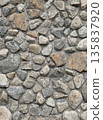 High-Quality Natural Stone Wall Background Texture, Rugged Grey and Brown Decorative Rock Surface for Architectural Design, Seamless Masonry Pattern for Backdrop. 135837920