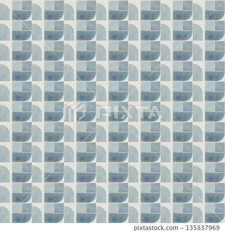 Abstract watercolor geometrical background, retro style seamless pattern in beige and blue tones Abstract watercolor geometrical background, retro style seamless pattern in beige and blue tones 135837969