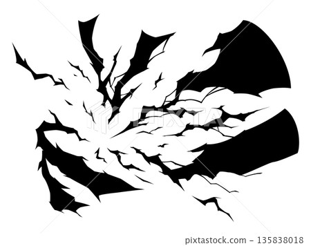Illustration material of a silhouette of lightning radiating from the bottom left Illustration material of a silhouette of lightning radiating from the bottom left 135838018