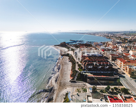 Aerial view of Torre de la Horadada townscape Aerial view of Torre de la Horadada townscape 135838025