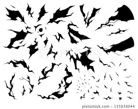 Lightning effect silhouette illustration material set 135838044