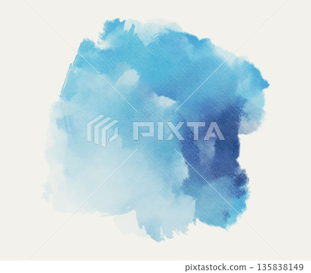 Cerulean watercolor paint stains vector background 135838149
