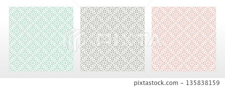 Collection of flower geometric patterns. Seamless vector backgrounds. Colored ornaments. Ornament for fabric, wallpaper, packaging. Decorative prints Collection of flower geometric patterns. Seamless vector backgrounds. Colored ornaments. Ornament for fabric, wallpaper, packaging. Decorative prints 135838159