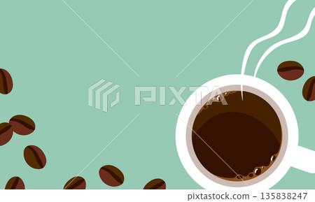 簡單的咖啡時光插圖，留有文字空間 135838247