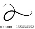 Flourish calligraphic design element. Page decoration symbol to embellish your layout. Linear of vintage swirl 135838352