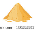 Building material. Heap of sand. Cartoon supplies for buildings works. Construction concept. Illustration can be used for construction sites or illustrate renovation works 135838353