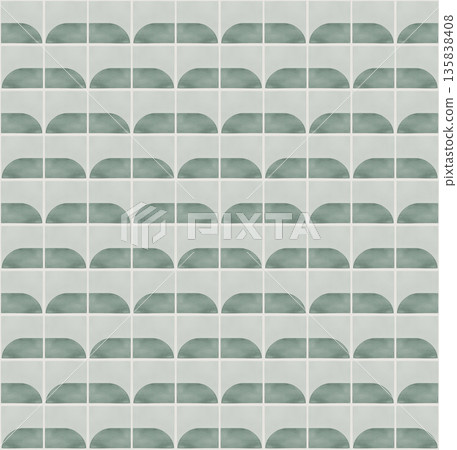 Abstract watercolor geometrical background, retro style seamless pattern in beige and blue tones 135838408