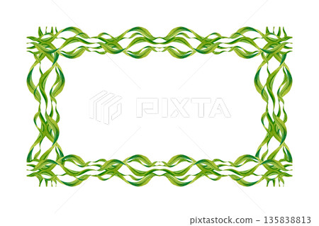 Elegant watercolor floral frame of swirl green vines, leaves on white background. Botanical illustration template. Hand painted border for wedding invitation, eco, stationery, spring decor, scrapbook Elegant watercolor floral frame of swirl green vines, leaves on white background. Botanical illustration template. Hand painted border for wedding invitation, eco, stationery, spring decor, scrapbook 135838813