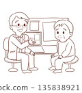 Senior man receiving medical treatment (line drawing) 135838921