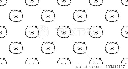 dog seamless pattern Poodle Chow Chows fluffy face smile cartoon doodle pet french bulldog puppy tile background repeat wallpaper gift wrapping paper illustration 135839127