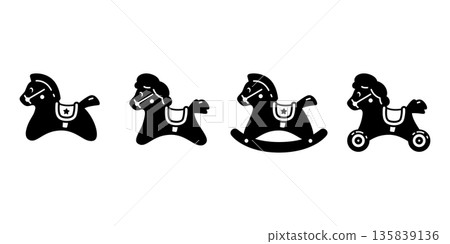 horse toy pony cartoon icon logo character vector symbol doodle kid vintage illustration design scarf isolated 135839136