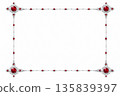Background frame with silver ornaments and red gemstones 135839397