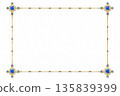 Background frame with gold ornament and blue gemstones 135839399