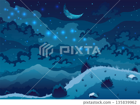 Space exploration, science discovery and astronomy studying. Against background of dark sky with stars. Night landscape 135839962