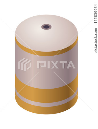 Insulated storage vessel equipped with monitoring devices, Isometric illustration of sealed metal cylinder with sensors and access hatch for monitoring and maintenance Insulated storage vessel equipped with monitoring devices, Isometric illustration of sealed metal cylinder with sensors and access hatch for monitoring and maintenance 135839984