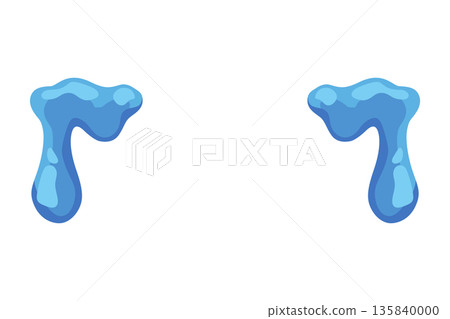 Cartoon tear drops icon. Sorrow cry streams, tear blob. Crying fluid, falling blue water drops. Isolated vector for sorrowful character weeping expression. Wet grief droplets 135840000