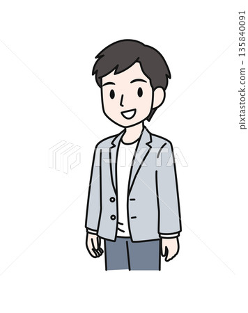 Illustration material of a smiling casual man 135840091