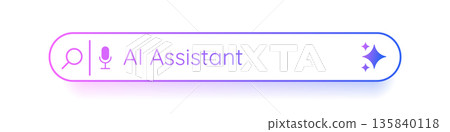 Minimal White Generative AI bar design with gradient contour and blurred colorful shadow. Artificial intelligence prompt search field on transparent background. Vector Minimal White Generative AI bar design with gradient contour and blurred colorful shadow. Artificial intelligence prompt search field on transparent background. Vector 135840118