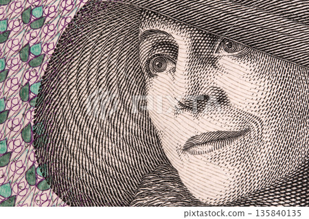 Karen Blixen a closeup portrait from Danish money Karen Blixen a closeup portrait from Danish money 135840135