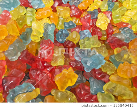 Close-up of assorted many colorful gummy bears Close-up of assorted many colorful gummy bears 135840415
