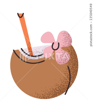 Coconut cocktail tropical drink sticker 135840549