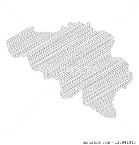 Belgium - pencil scribble sketch silhouette map of country area with dropped shadow. Simple flat vector illustration. 135841016