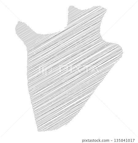 Burundi - pencil scribble sketch silhouette map of country area with dropped shadow. Simple flat vector illustration. Burundi - pencil scribble sketch silhouette map of country area with dropped shadow. Simple flat vector illustration. 135841017