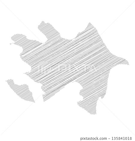 Azerbaijan - pencil scribble sketch silhouette map of country area with dropped shadow. Simple flat vector illustration. Azerbaijan - pencil scribble sketch silhouette map of country area with dropped shadow. Simple flat vector illustration. 135841018