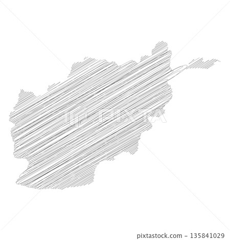 Afghanistan - pencil scribble sketch silhouette map of country area with dropped shadow. Simple flat vector illustration. Afghanistan - pencil scribble sketch silhouette map of country area with dropped shadow. Simple flat vector illustration. 135841029